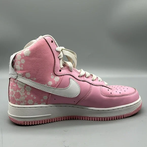 Nike Air Force Perfect Pink White Floral High Top Sneakers 334031-611  Size